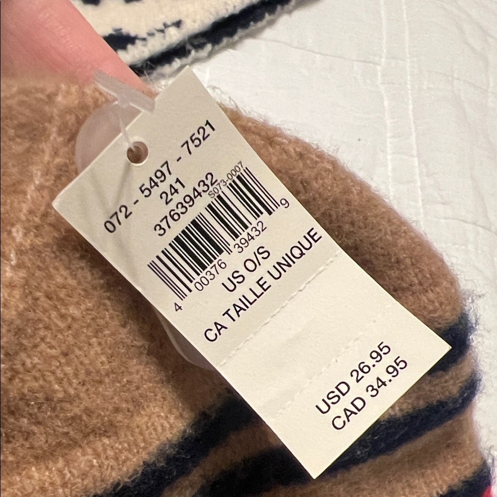 Aerie Striped Beanie Duo - Tan, and Cream - Picture 6 of 6